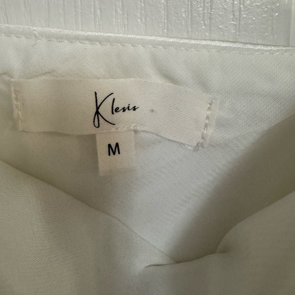 Klesis White Satin Mini Dress – Rhinestone Detail – Size M - Picture 7 of 14